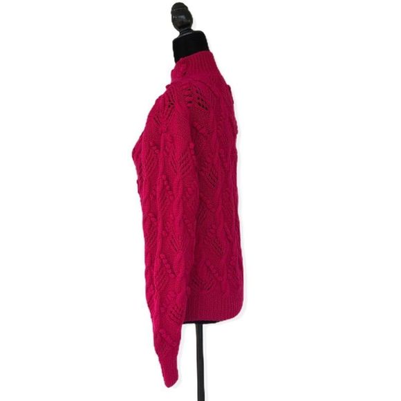 80’s Vintage Hot Pink Pom Pom Long Sleeve Sweater - Picture 4 of 8